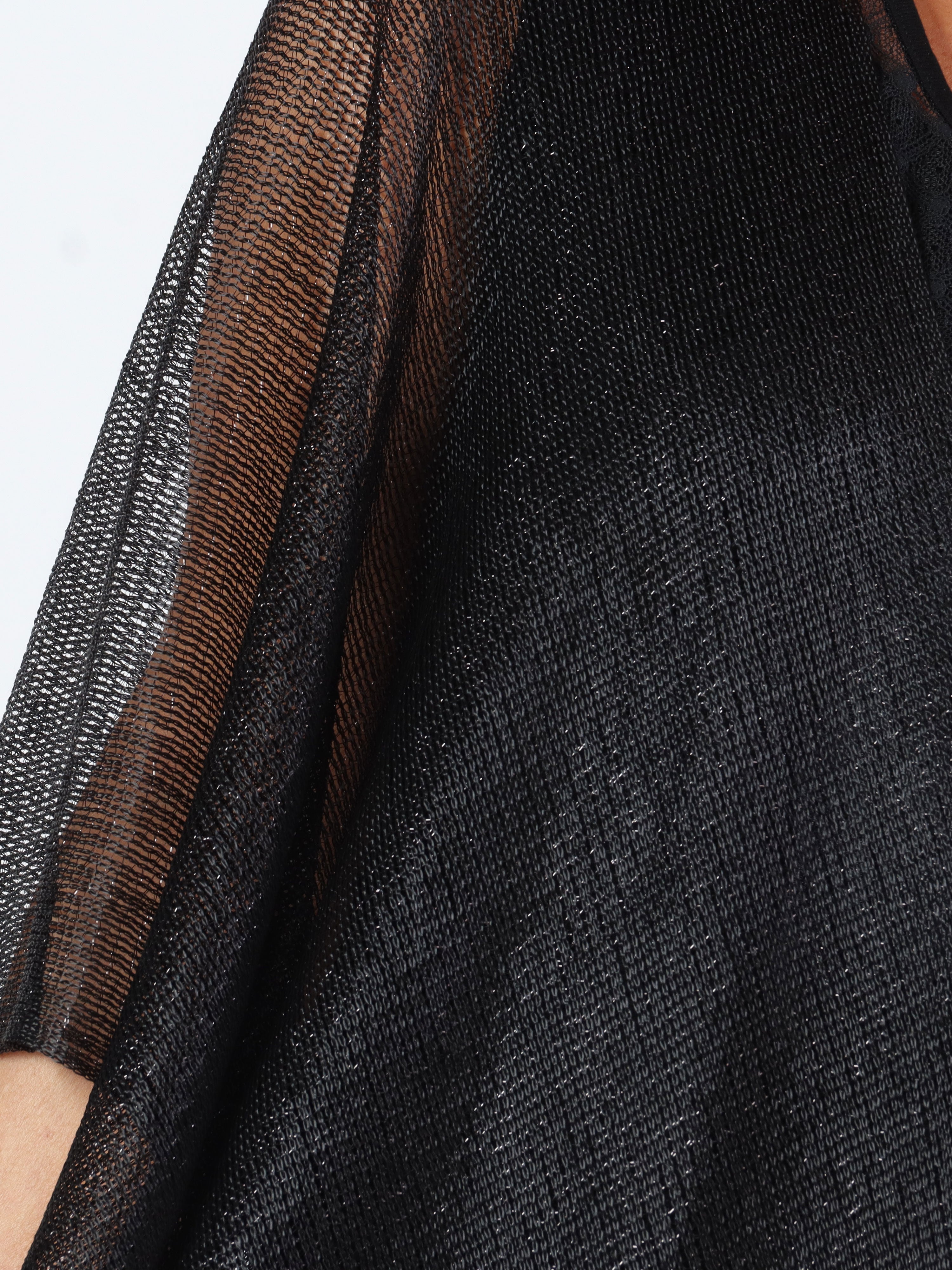 Betti - Plus size sjal med glimmertråde og frynser